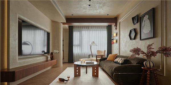 中海·镜映南开125㎡中古风格三居室装修案例