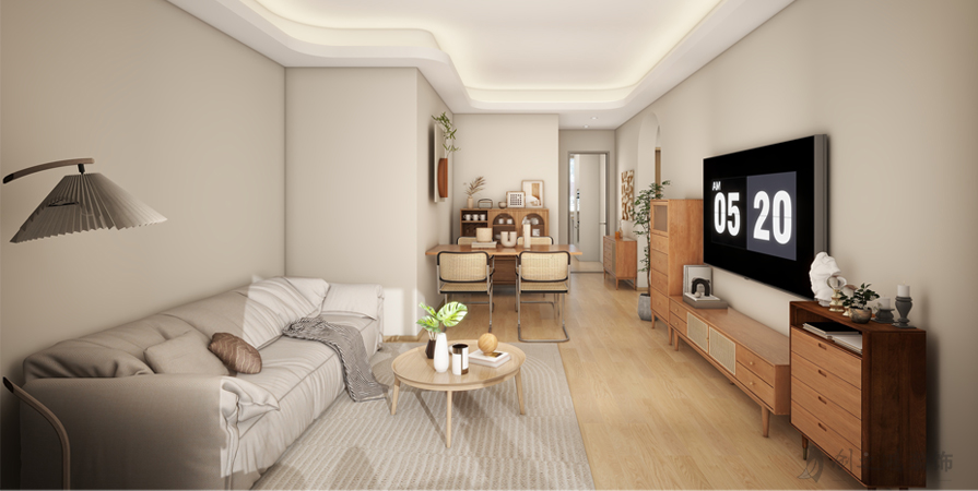 虹溪公寓98㎡两居室原木风格装修案例