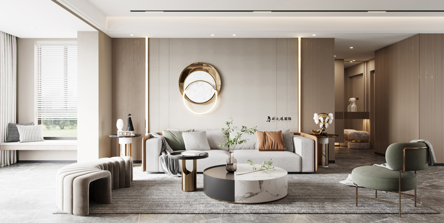 复兴门家园136㎡现代轻奢风格三居室装修案例