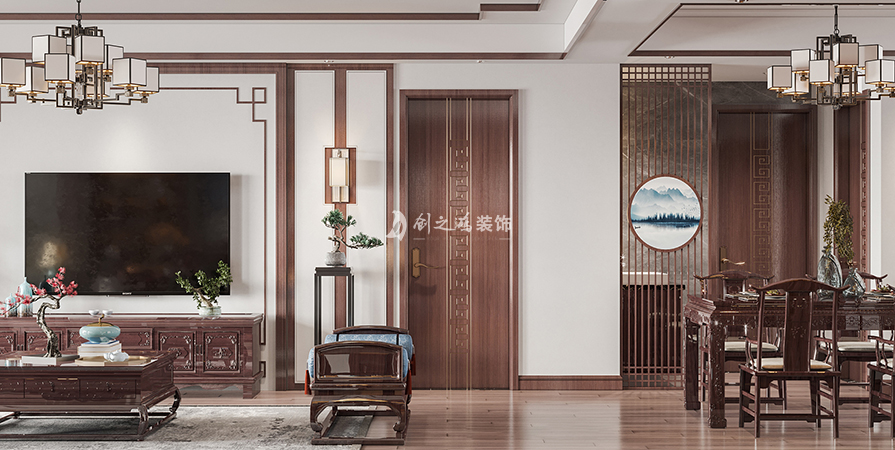 格调初晴178㎡中式风格三居室装修案例