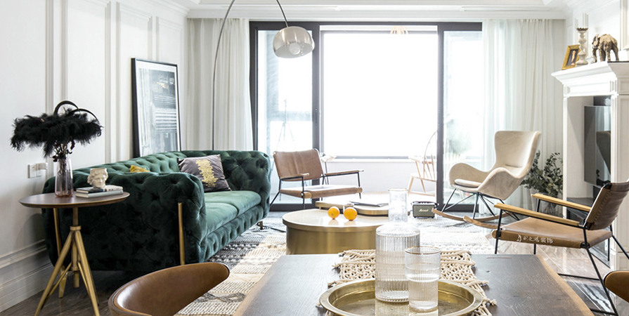 保利玫瑰湾142㎡轻奢风格三居室装修案例
