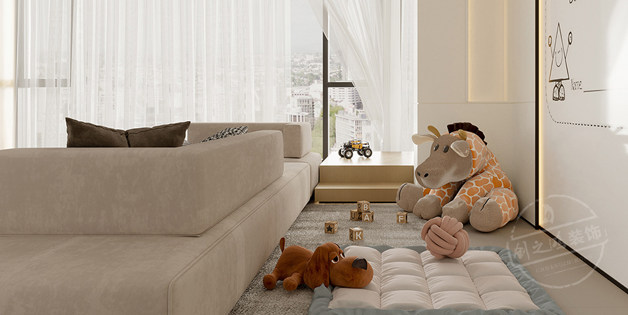 创意之城·蘭园113㎡奶油风格三居室装修案例