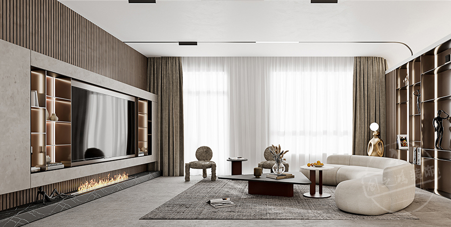 听湖小镇110㎡意式轻奢风格别墅装修案例