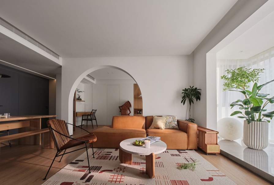 金地万悦城102㎡原木风格三居室装修案例