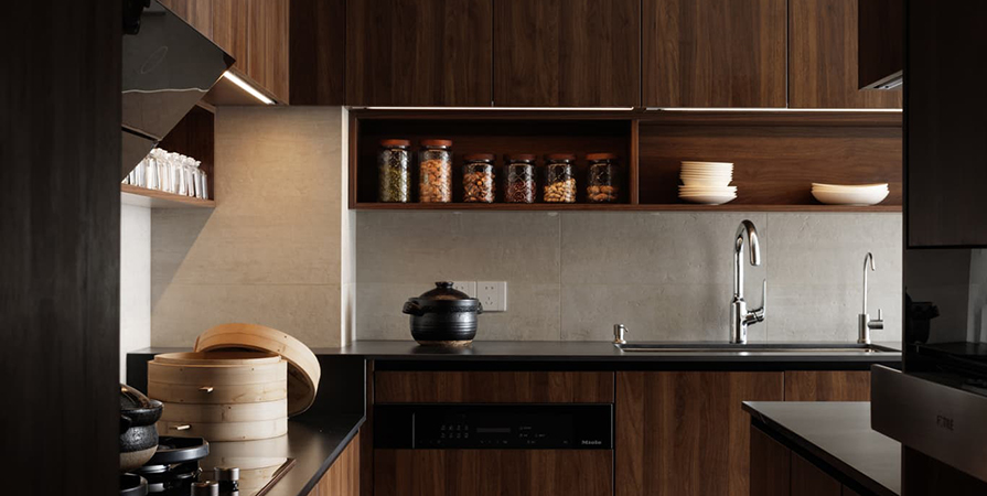 桂语映月130㎡中古风格三居室装修案例