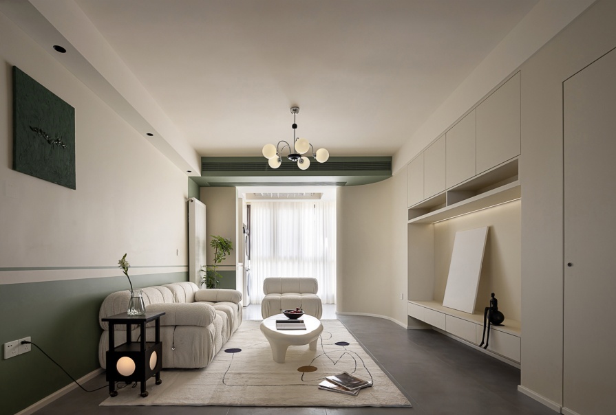 绿城·桂月雲翠89㎡奶油风格三居室装修案例