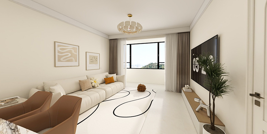 同方花园107㎡奶油风格三居室原创案例