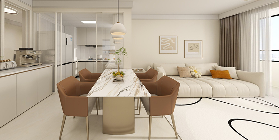 同方花园107㎡奶油风格三居室原创案例