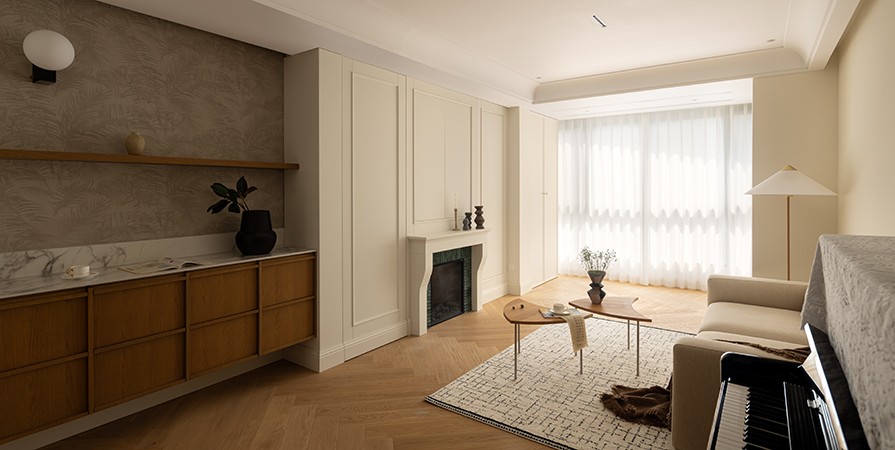 金地风华919-117㎡中古风格三居室装修案例