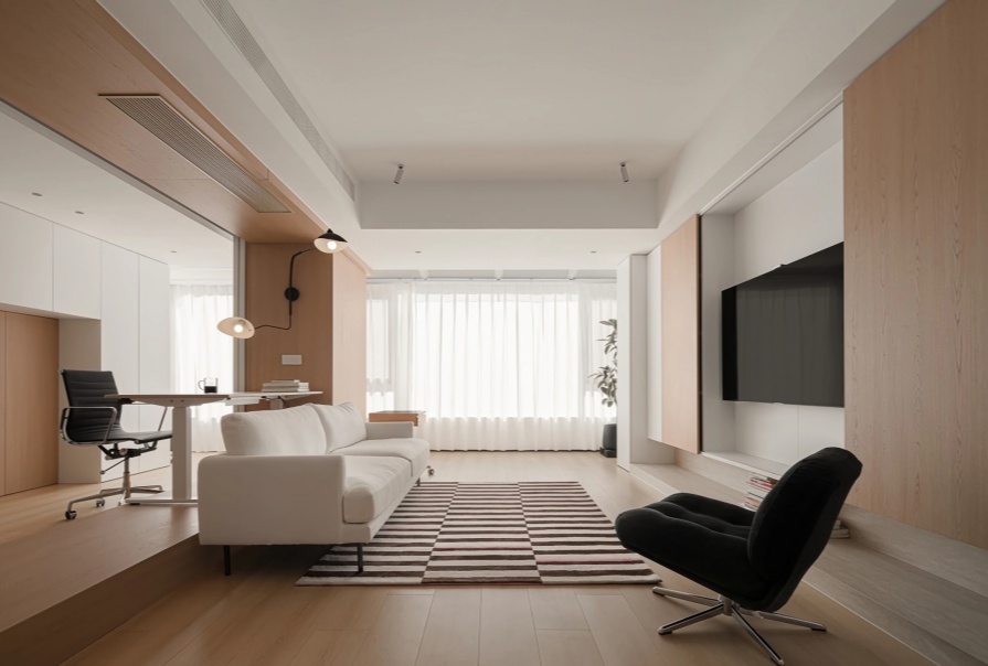 绿城·晓月晴川132㎡原木风格三居室装修案例