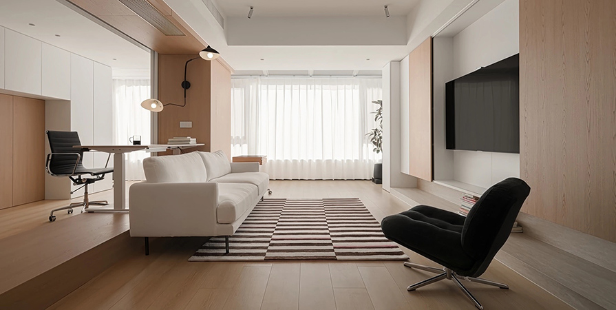 绿城·晓月晴川132㎡原木风格三居室装修案例